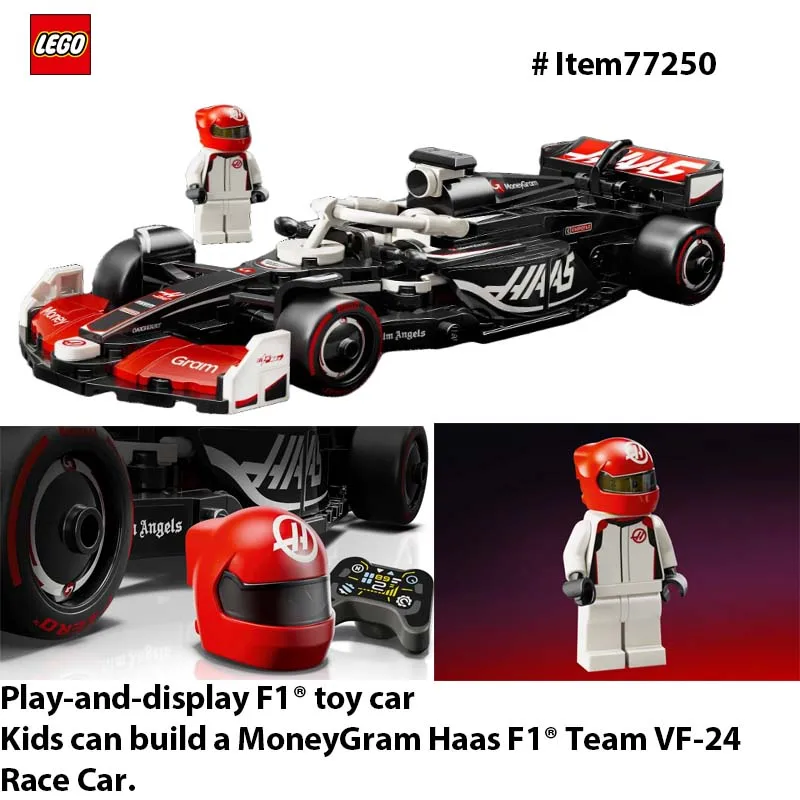 لعبة سيارة السباق LEGO 77250 Speed Champions MoneyGram Haas F1 Team VF-24 - مجموعة بناء للأطفال والأولاد والبنات، للأعمار من 10 سنوات فما فوق، 242 قطعة