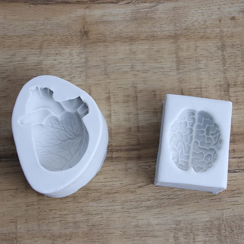 Halloween Mini 3D Heart Brain Silicone Mold Fondant Chocolate Moulds DIY Pastry Cake Decoration Baking Tools Cupcake Topper