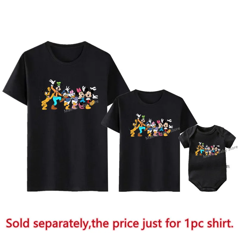 New Mickey and Friends Print Disney Trip Shirts Summer Funny Family Matching Outfits Casual Short Sleeves Disneyland T-shirts