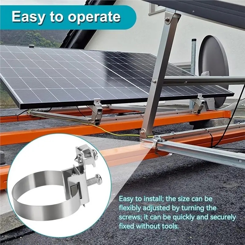 PORK-Grounding Band Clamp Earthing Clamp Earth Band(4 Pieces, 8-52 Mm) For Distributor, Cable Binding