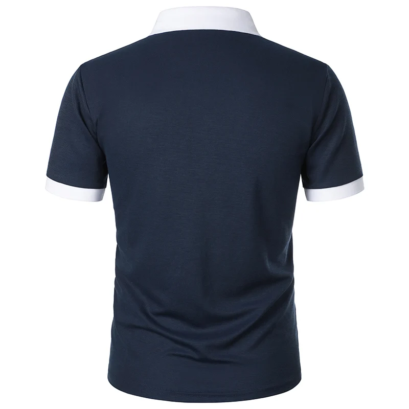 Men\'s Fashion Casual top Short Sleeve color with stylish zipper with men\'s lapel short sleeve top T-shirt Fashion short sleeve