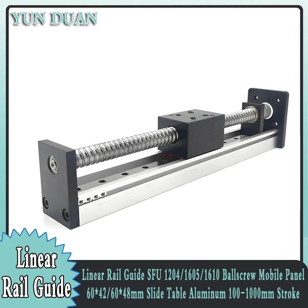 

Linear Guide Rail Sliding Table Module 100- 1000mm Stroke Ballscrew Slide SFU1204/1605/1610 60*42/60*48 Mobile Panle CNC XYZ