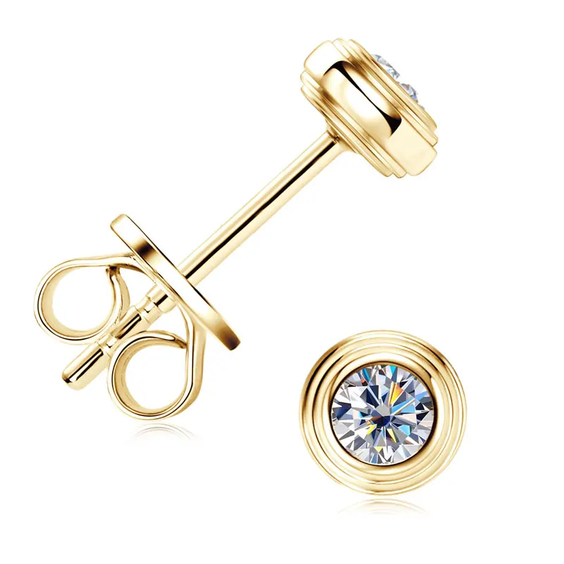 IOGOU D0.10CT Runde Ohrstecker mit Moissanit-Diamant, 925er Sterlingsilber, Original-Edelschmuck für Frauen und Mädchen, Jahrestagsgeschenke – Detail 16