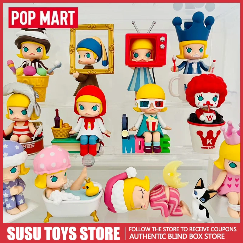

POP MART One Day of Molly Series Blind Box Toys Kawaii Anime Action Figure Surprise Mystery Box Desktop Ornament Collection Gift