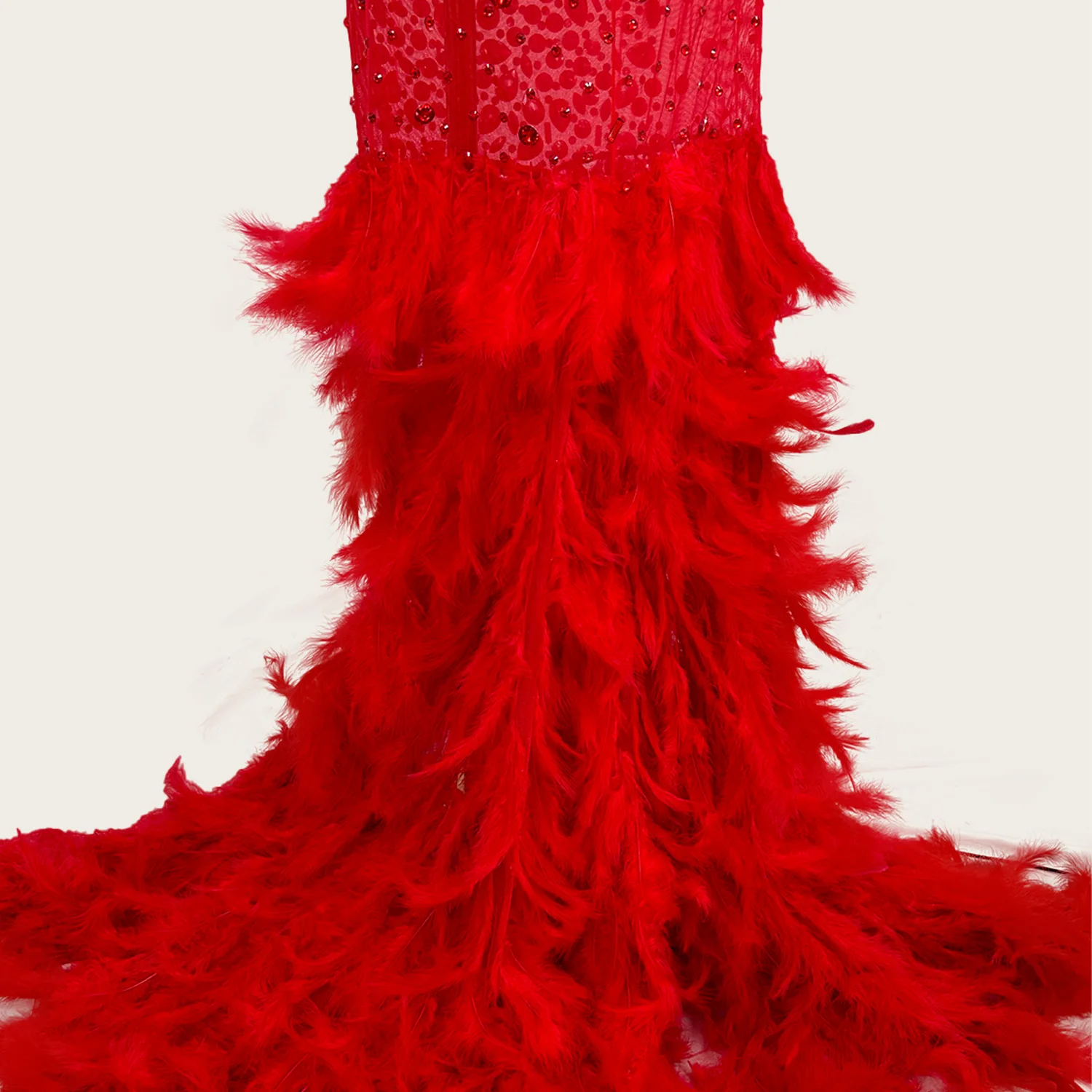 

High-end Luxury Feather Floor-length Dress Gala Prom Red Carpet Bride Long Dress Designer Glamorous Evening Dress Cuixingyumao