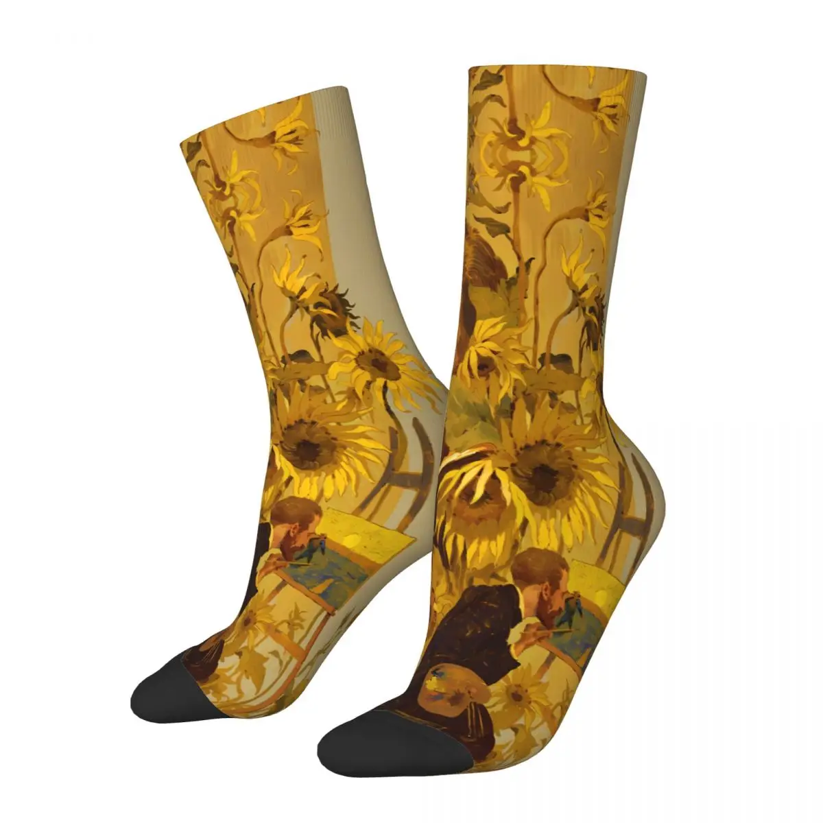 Van Gogh Starry Night Rose Sunflower Sock Printed Man Polyester