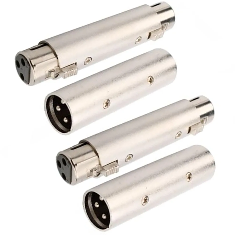 4pcs XLR 3-Pin Adapter Kit Zinc Alloy Shielded Design 2 Male-to-Male 2 Female-to-Female for Microphone Console Interconnection