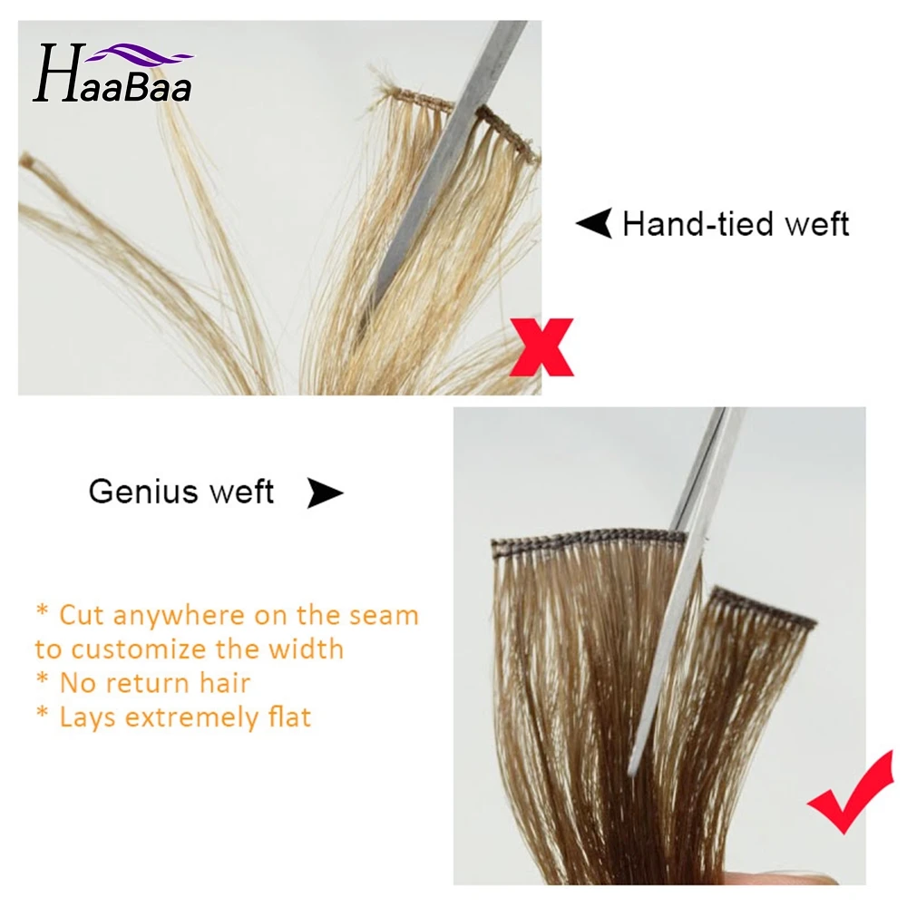 Genius Weft Human Hair Weft Straight 100% Natural Invisible Hair Extensions For Women 40-50G Sewing in Hairpiece Hair Bundles