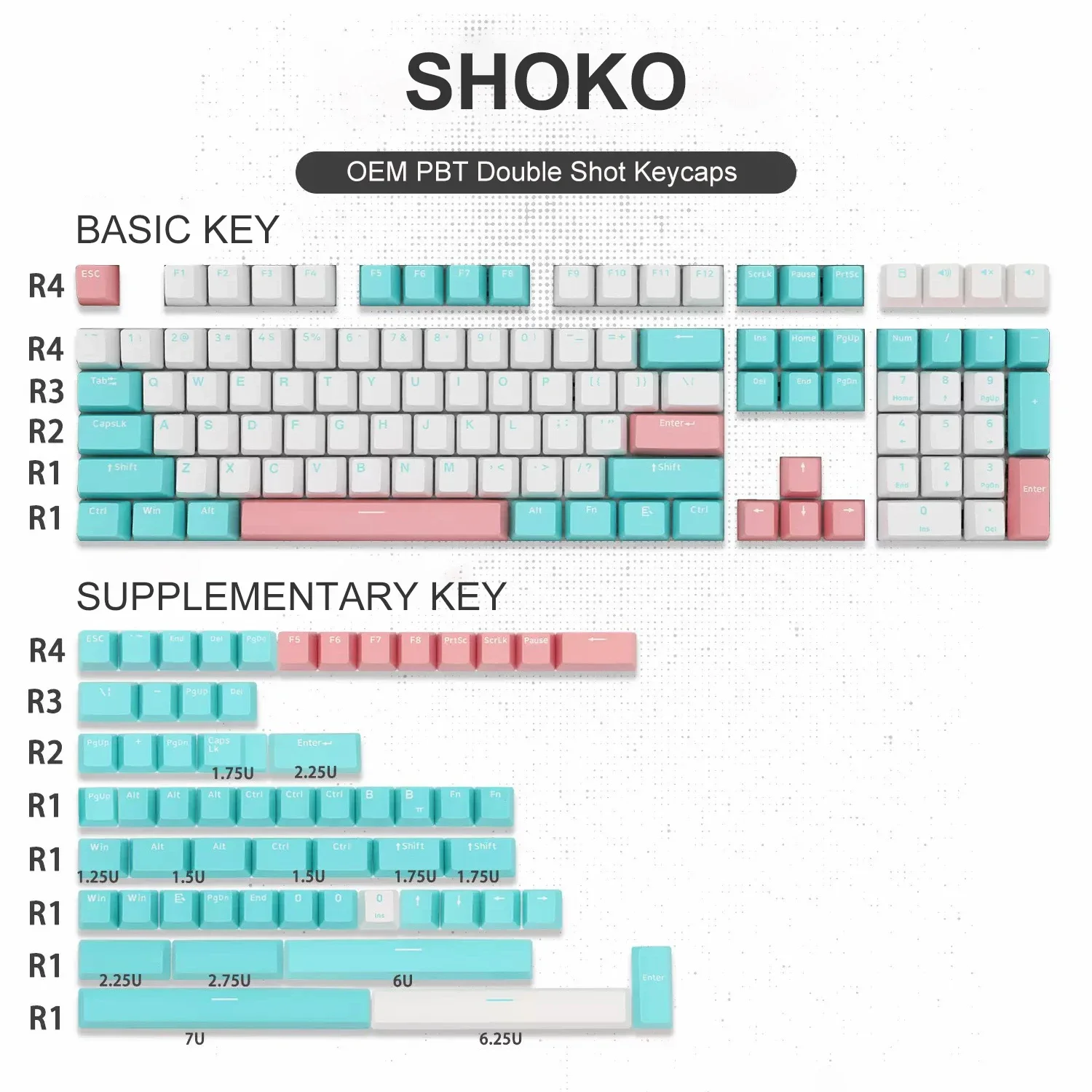 Juego de teclas de perfil OEM DIY, teclado mecánico OEM PBT, teclas de doble disparo