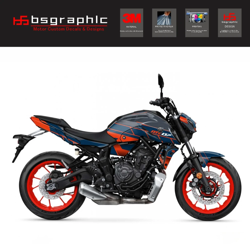 

Для Yamaha Mt-07 MT07 2021-2024 2023 22 обтекатель кузова мотоцикла защитная наклейка наклейка уличный велосипед Conquer графический комплект серый