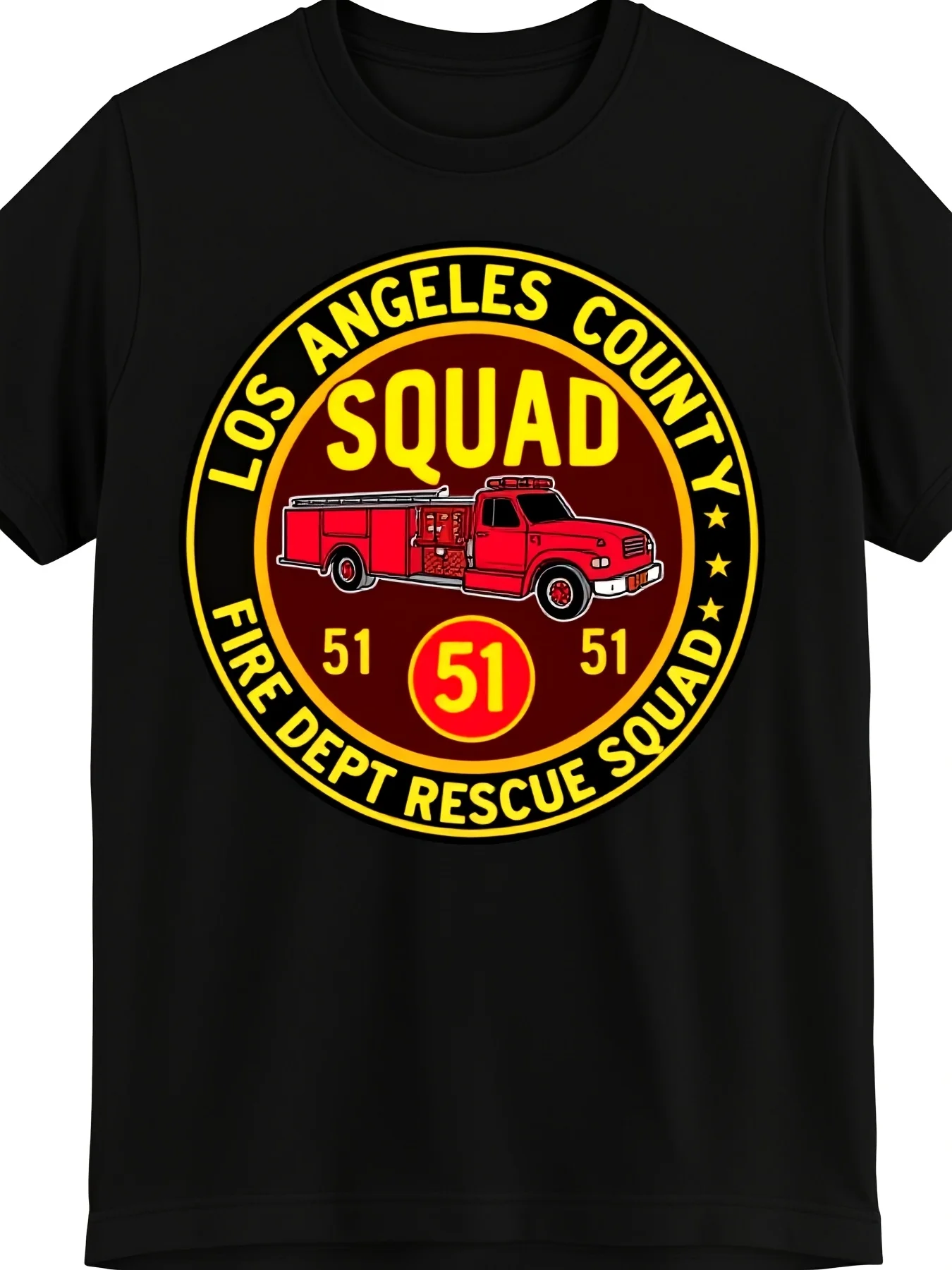 Los Angeles County Fire Department Rescue Squad 51 Vintage Truck Graphic TShirt  SM Retro Printed Tee for Men Unisex Unisex Casual Emergency Services Apparel AllSeason Comfort2pure  Breathable Sweat-wicking and Soft Suitable for Daily