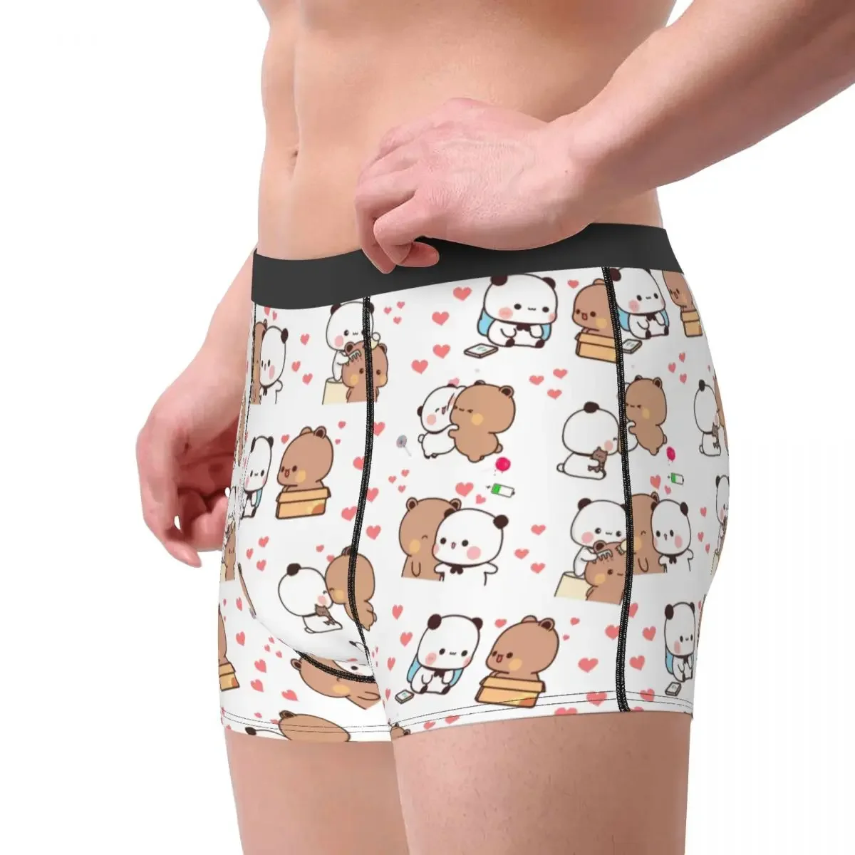 Bubu Dudu Love Story Men Underwear Cute Panda Bear Boxer Briefs Shorts Panties Novelty Soft Underpants for Male S-XXL