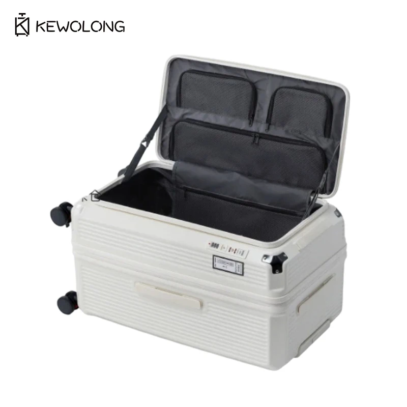 Explosion-Proof Zipper Expandable Side Opening Suitcase, 5-Spinner Wheel PC Hardside Carry On Luggage with TSA Lock