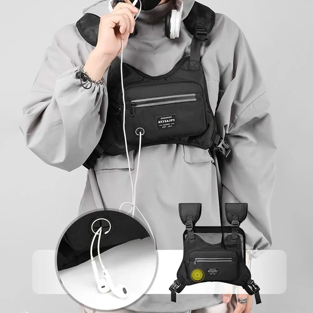 Backpack Reflective Running Vest Bag Breathable Streetwear Climbing Backpack Waterproof Casual Front Chest Pack Cycling