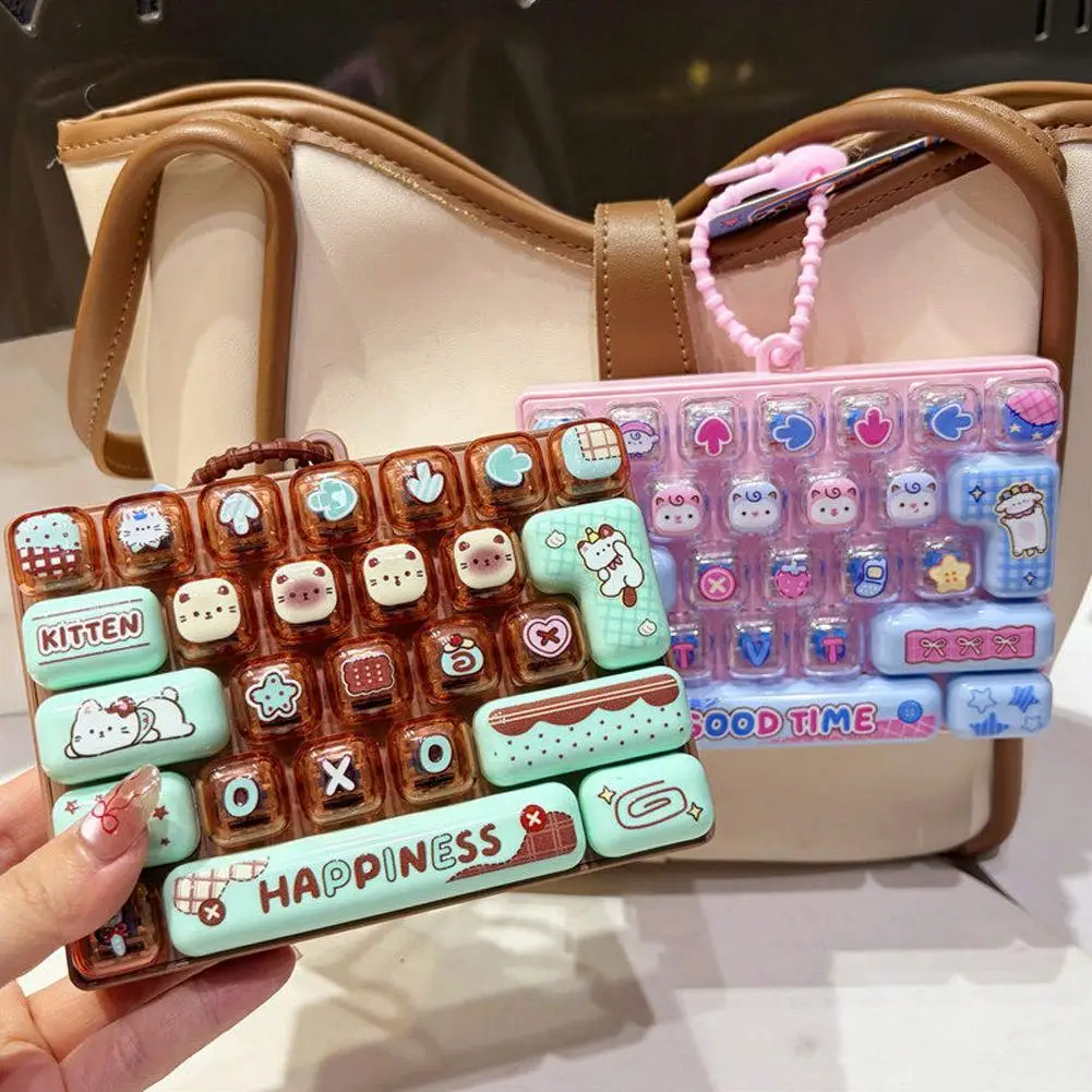 26 Keys Fidget Keyboard Keychain Quiet Click Buttons Stress Relief Pendant Compact Portable Decorative Hanging Ornament