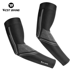 WEST BIKING Ice Fabric Running Arm Sleeves UV Protection Breathable Sport Cycling Fitness Running Men Women Arm Warmers Sleeves