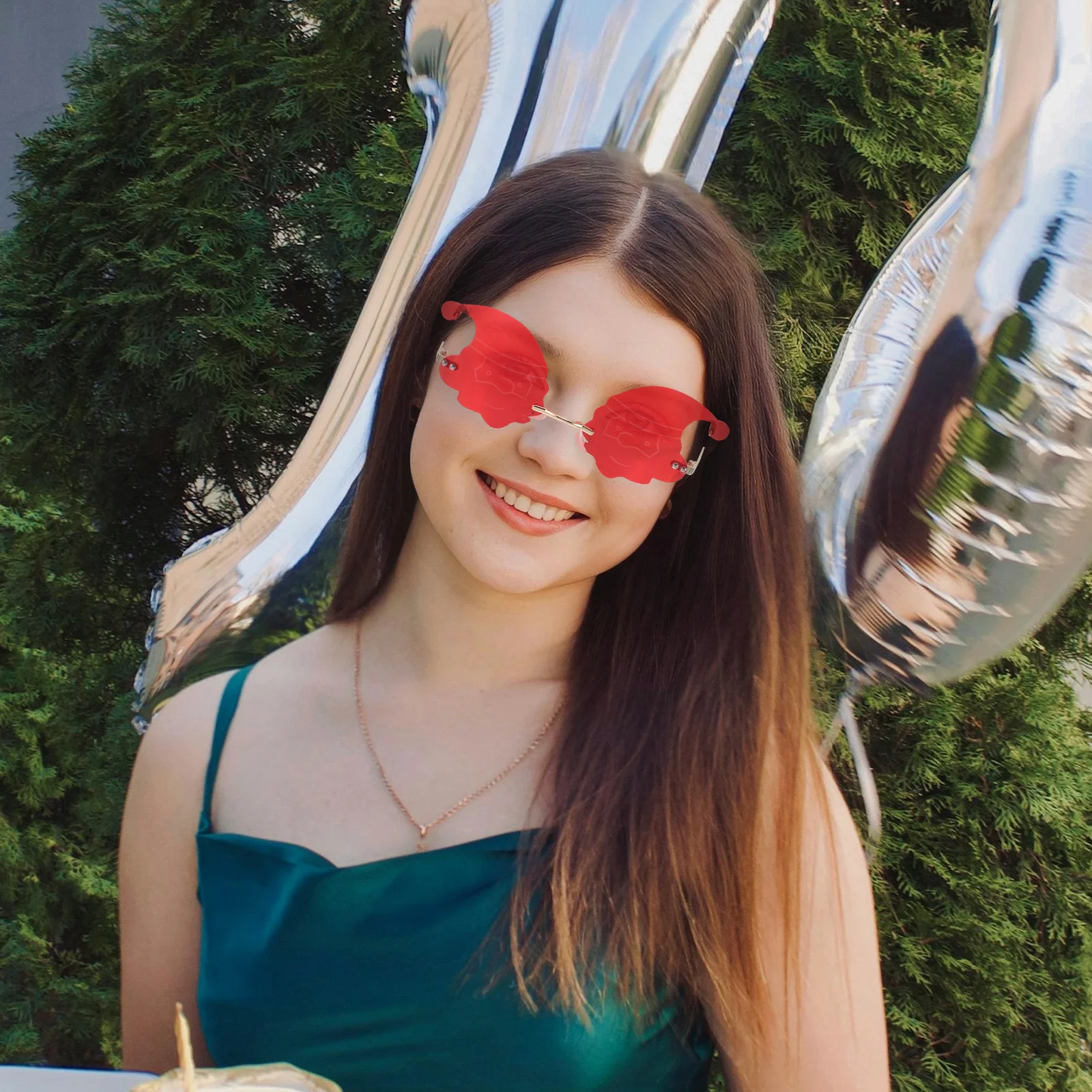 

Rimless Santa Claus Hat Sunglasses Creative Holiday Party Favor Portable Christmas Photo Prop Fun Eyewear Decor