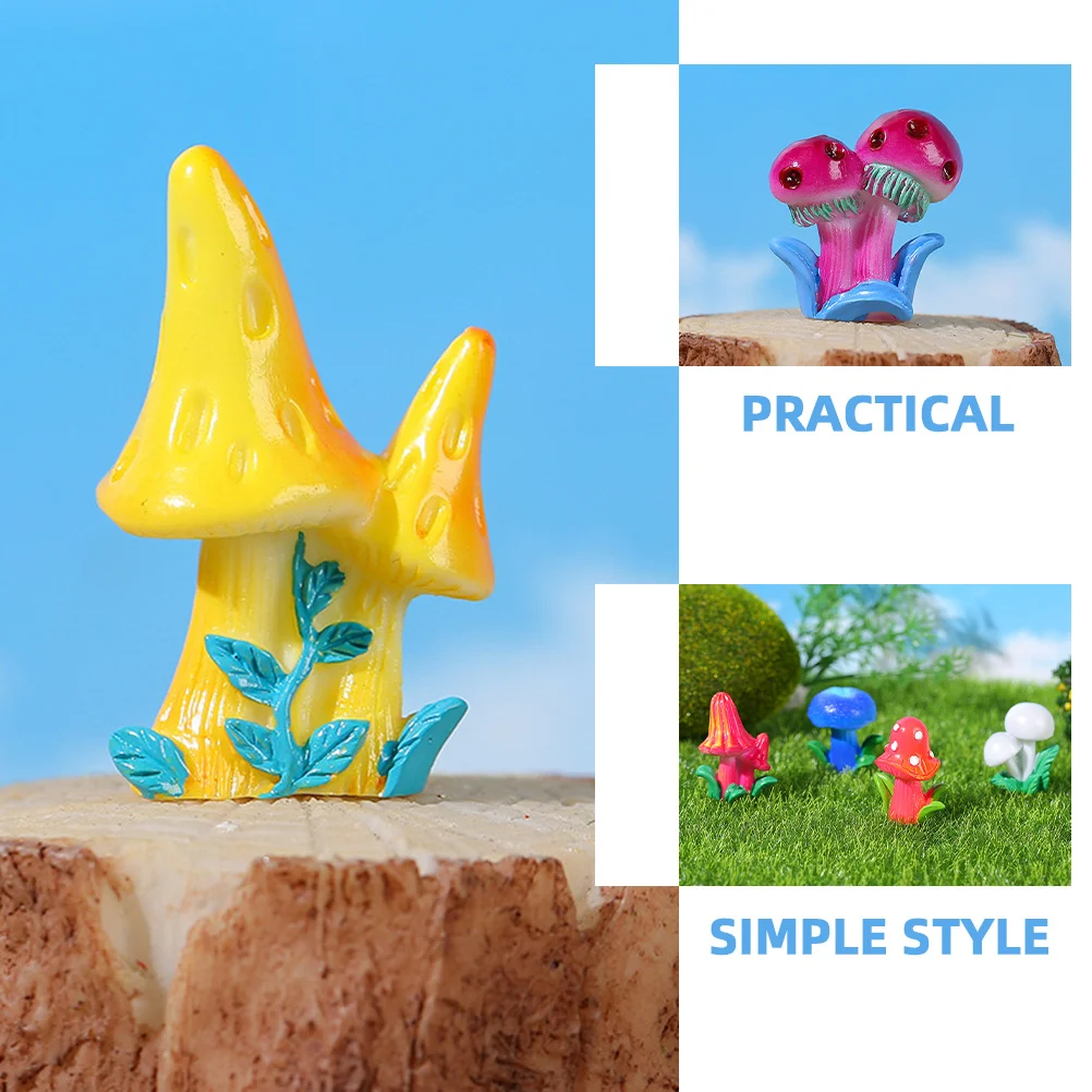 

7Pcs Resin Mini Mushrooms Micro Landscape Decorative Set for Garden Flowerpot Book Shelf Adornment Home Interior