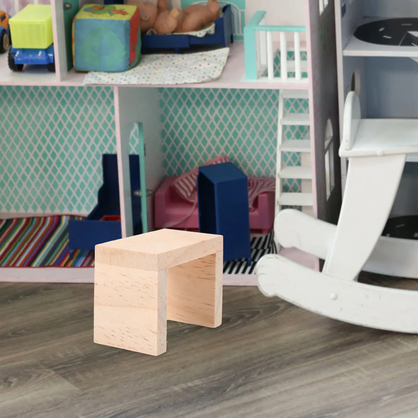 

4Pcs Miniature Wooden Stool Mini House Furniture Ornaments Small Stool Display Decoration Props Mini Furniture Adorn