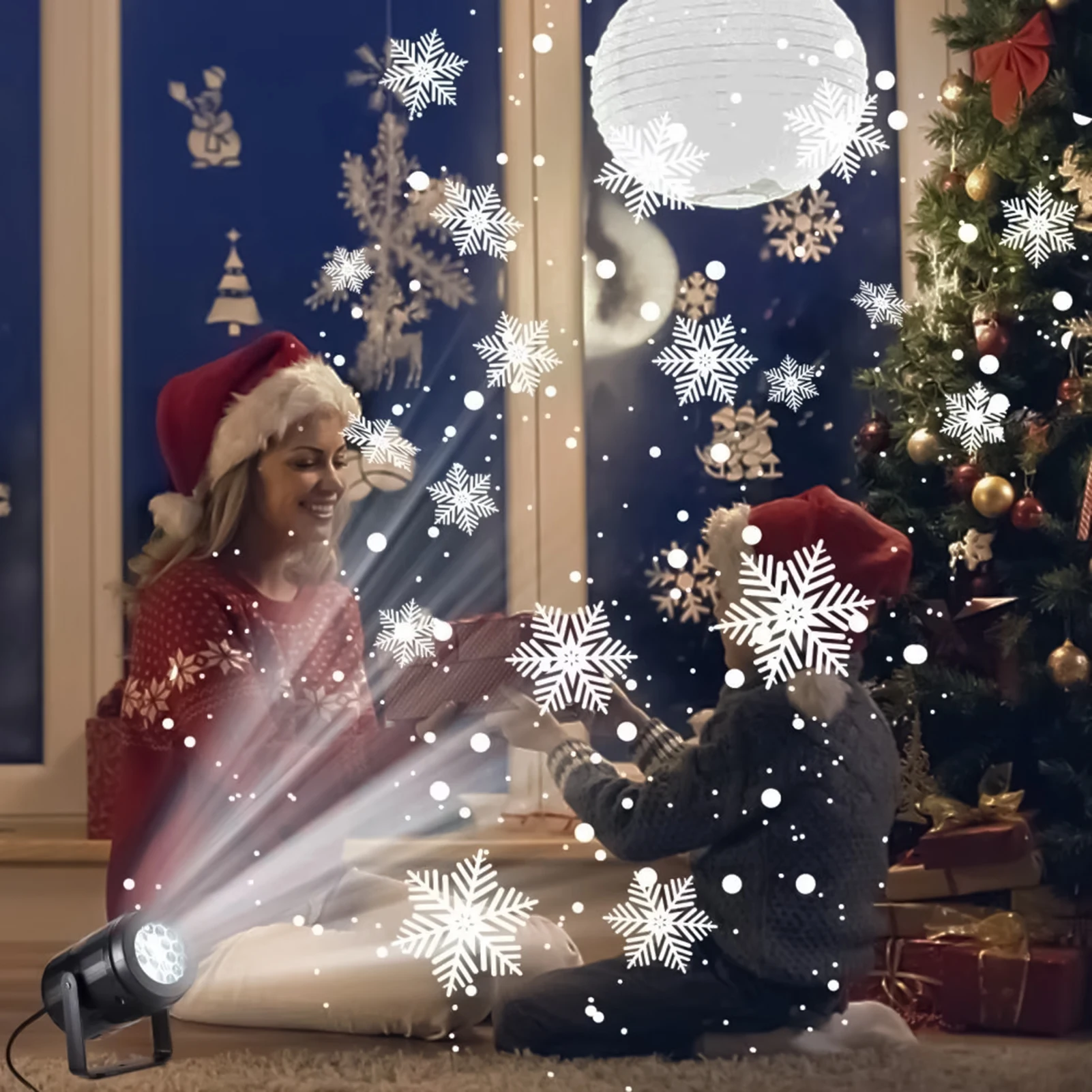 Rotary Snowflake USB Projector Lamp Creative Romantic Night Light Snowflake Projector for Home Atmosphere Creating