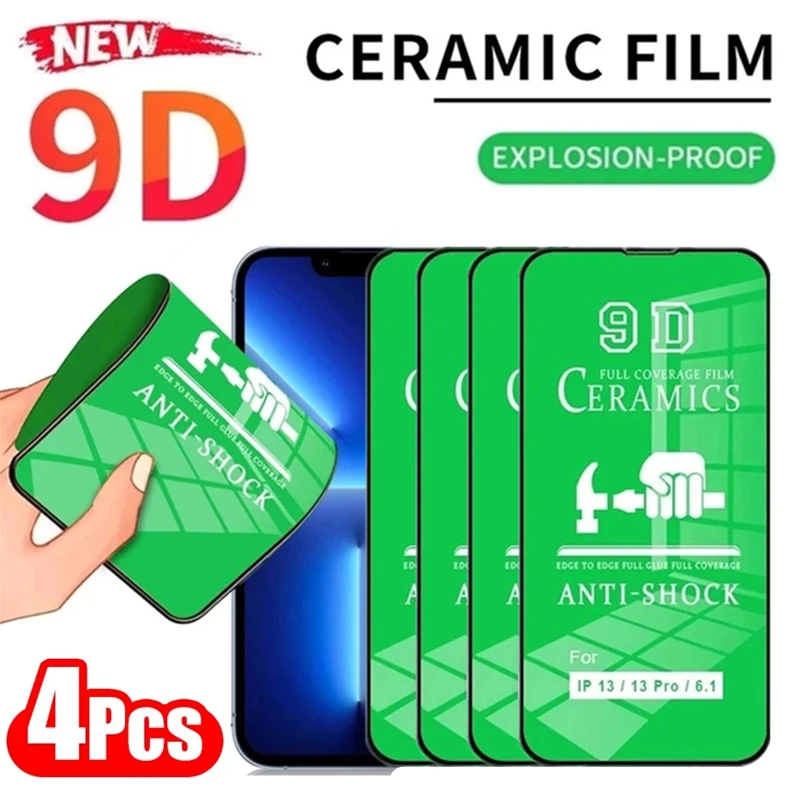 4 adet 9D yumuşak seramik Film iPhone 11 12 13 14 Pro Max 6 7 8 15 artı ekran koruyucu iPhone 13 Mini X XR XS MAX değil-cam