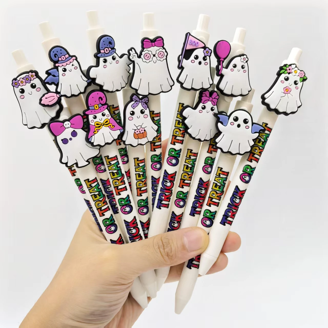 6pcs/10pcs Ghost element press Ballpoint pen Halloween Cute ghost student writing Ballpoint pen Festival Gift stationery