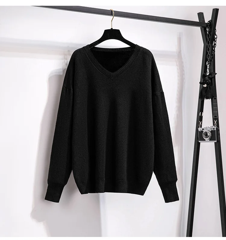 Big Size Women Clothing 100/175kg Bust 150/160cm Extra Large Pullover Thickened V-neck Bottoming Sweaters Suéter Grande