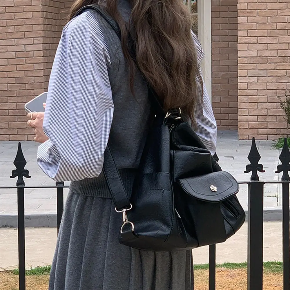 

Портативная сумка через плечо Y2K в стиле ретро, большая вместительная мотоциклетная сумка Spicy Girl, корейский винтажный рюкзак из мягкой кожи, уличная одежда