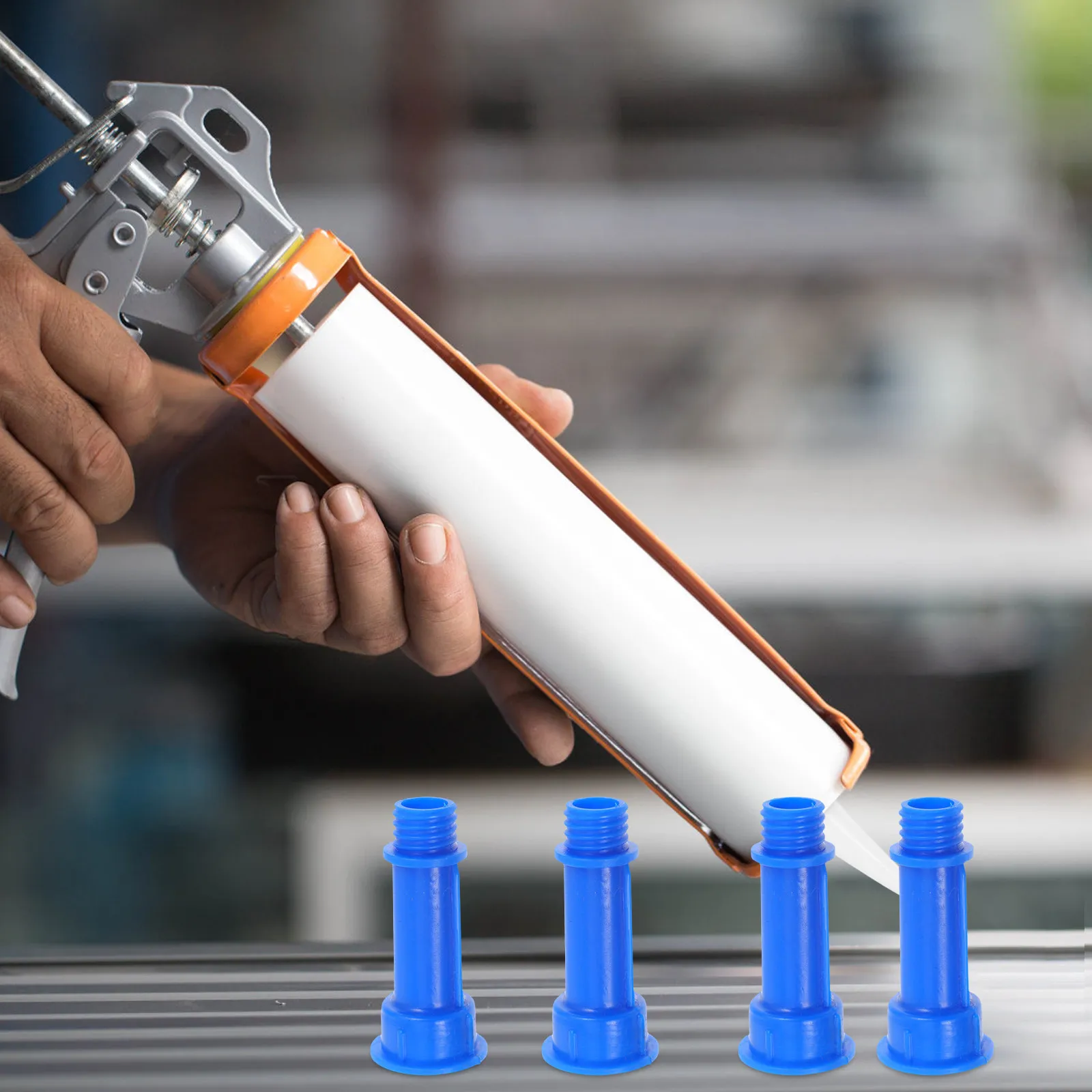 4Pcs Caulking Nozzle Set for Glue Gun Sturdy Plastic Caulk Tip Extender Manual Sealant Applicator Tool for Construction