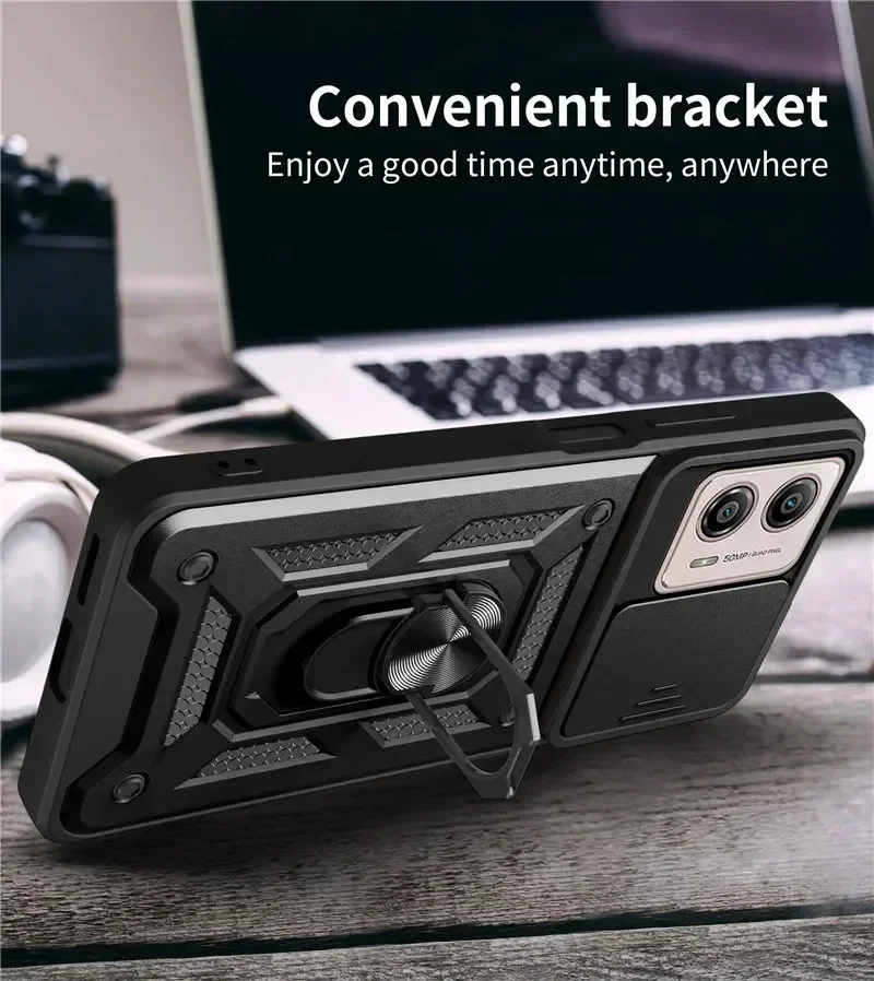 Coque arrière pour MOTO G100 5G 2025 G200 G86 Power G85 G84 G77 G73 G75, étui de téléphone avec protection coulissante pour objectif d'appareil photo et anneau de protection.