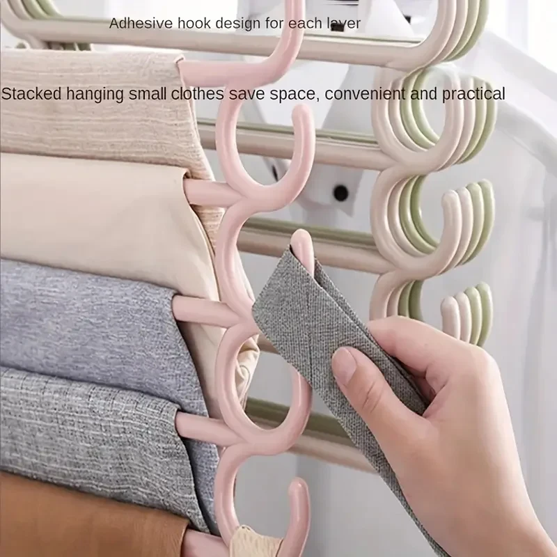 

Pants Rack Multifunctional Household Saving Space Multi Layer Trousers Hanger Pants Closet Color Clothes Peg 5 Layers