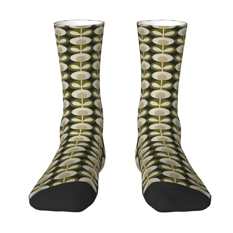 Kawaii Men's Orla Kiely Multi Stem Flowers Dress Socks Unisex Comfortable Warm 3D Printed Scandinavian Style Crew Socks