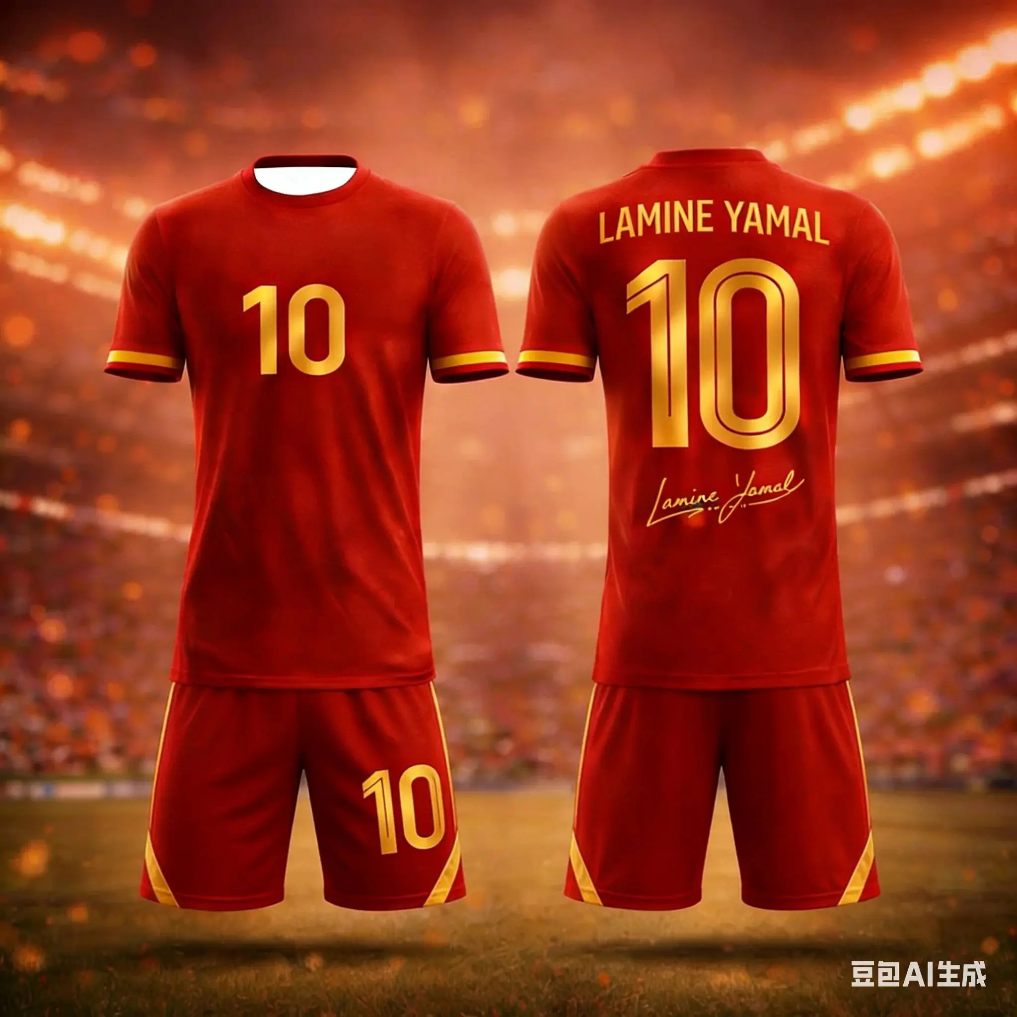 Summer New Collection No.10 # Yamal # Shirt Stripe Fan Collection Retro Quick Drying Sports Short Sleeved Shorts Set Kids