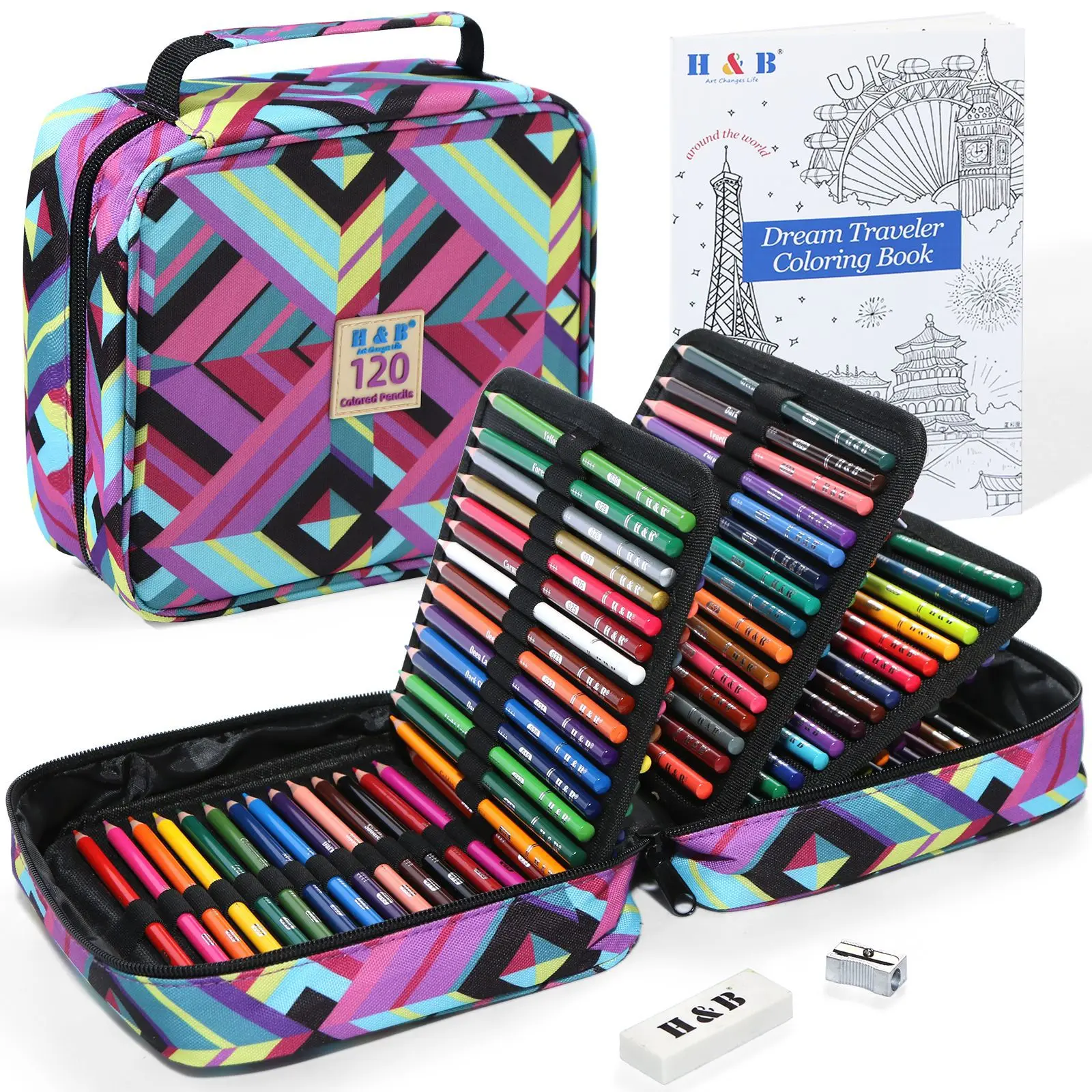 Oil Based Colored Pencil Set 72 120 180 Colors Wooden Drawing Pencils with Sharpener Eraser and Coloring Book for Adults Kids