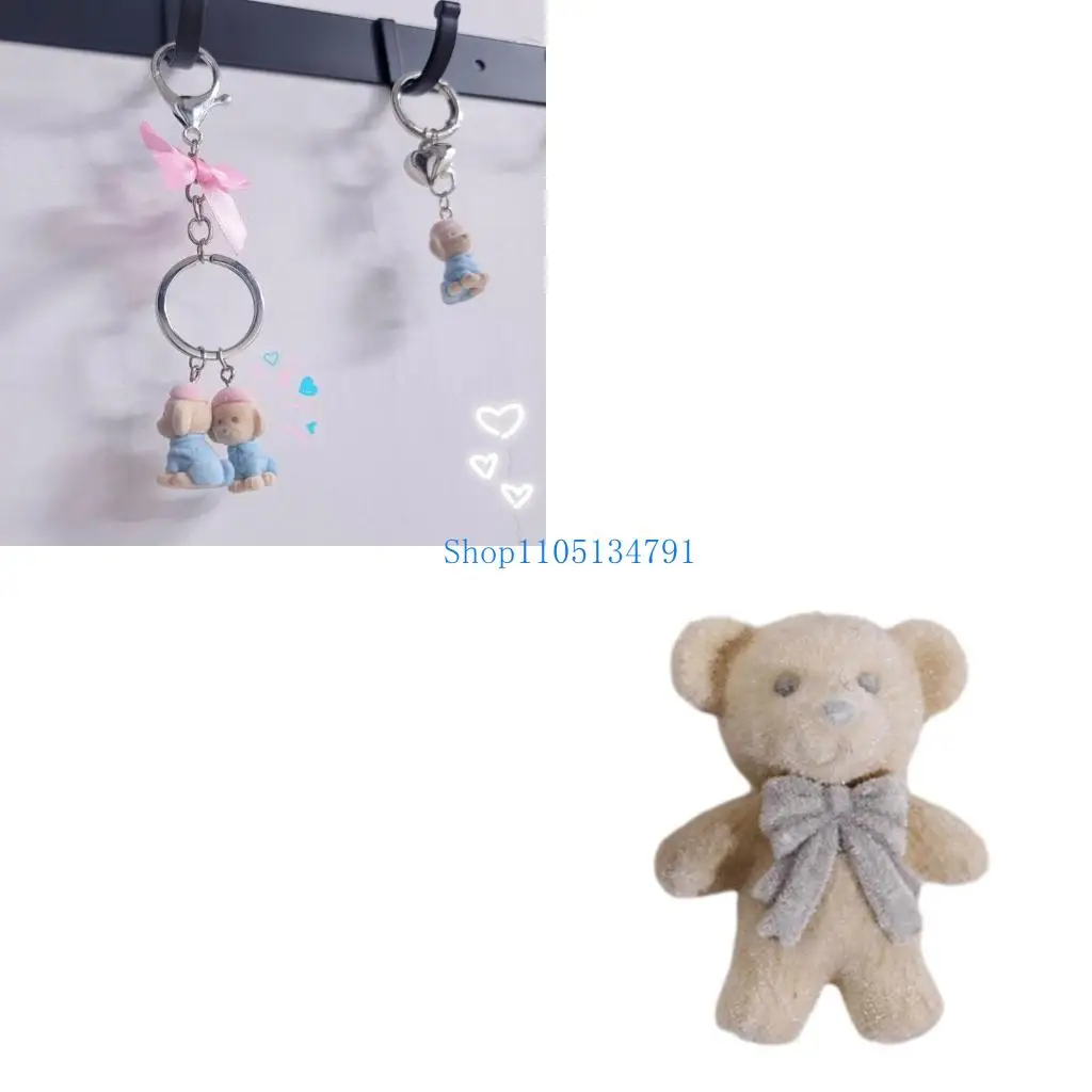 98km Cartoon Bear Plush Doll Toy Mini Bowknot Stuffed Animal Keychain Pendant