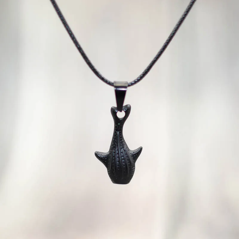 Antique Silver Color Marine Life Pendant Necklace Charm Boho Whale Shark Black Necklace For Men Women Viking Jewelry Collar Gift