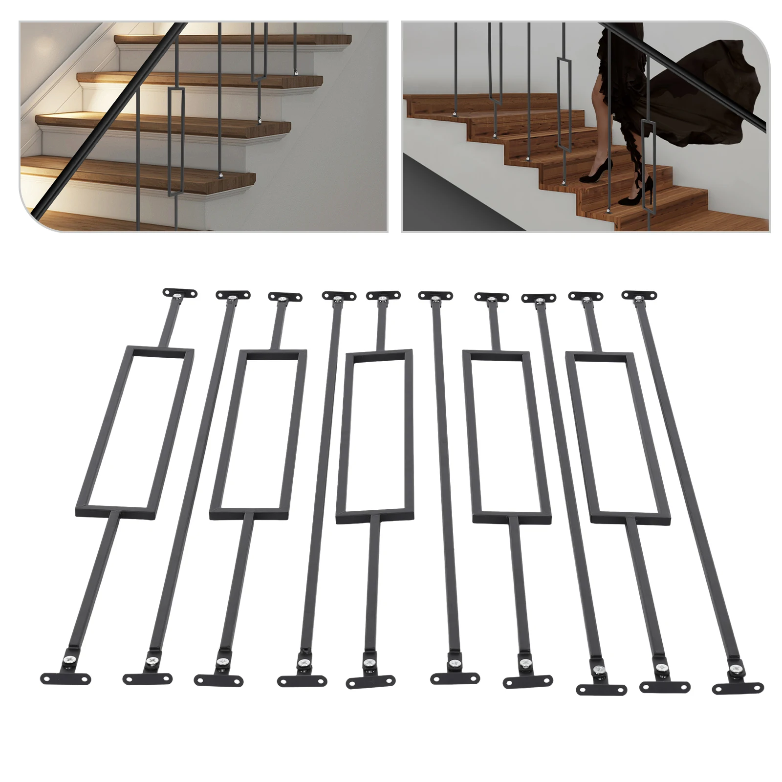 

10Pcs 114*11*10cm Staircases Balusters,Black Decorative Metal Balusters Installation Required for Staircases,Gardens