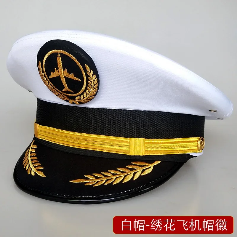 Pilot Hat Aircraft Emblem Visor Gorros Men Women Flight Attendant Caps Aviation Aviator Security Accessories Airplane Pilot Cap