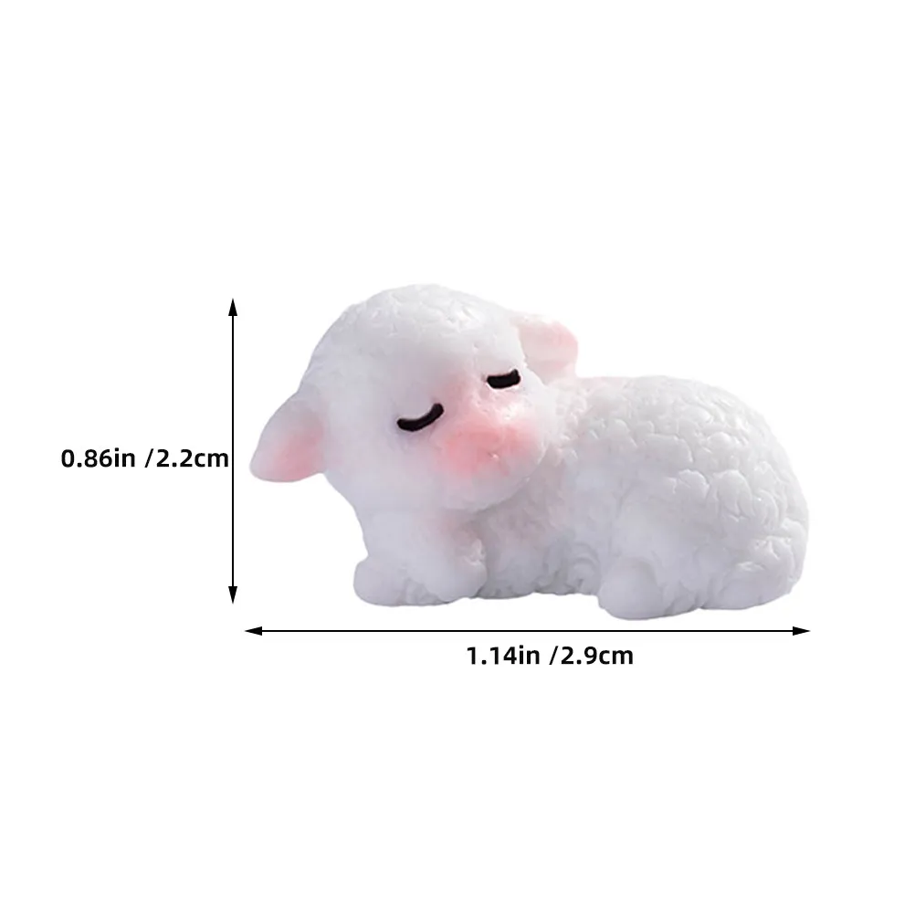10Pcs Detailed Tiny Resin Lamb Ornament Set Micro Landscape Decor Small Animal Statue Terrarium Garden Home Decoration Figure