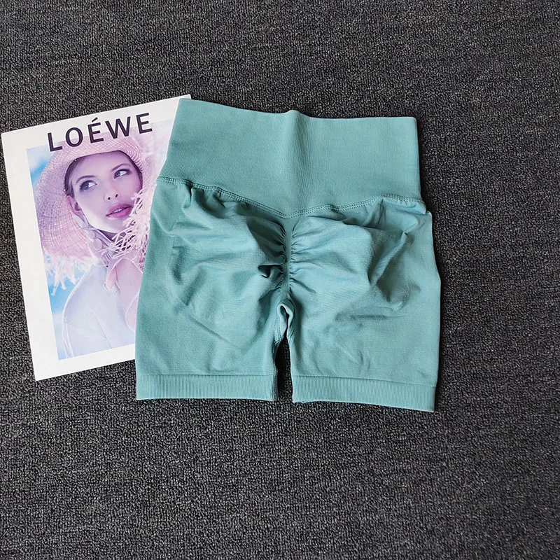 Yogashorts Perzik Hot Girls Driekruiste broek Hoge taille Gebreide druk Hardlopen Sport Elastische buik Lifting Butt Strakke broek