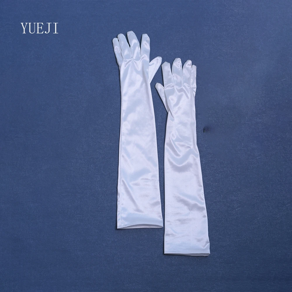 

YUEJI Simple Elbow Length White Satin Bridal Gloves Detachable Sleeves Women's Vintage Communion Gloves Bridal YJM22