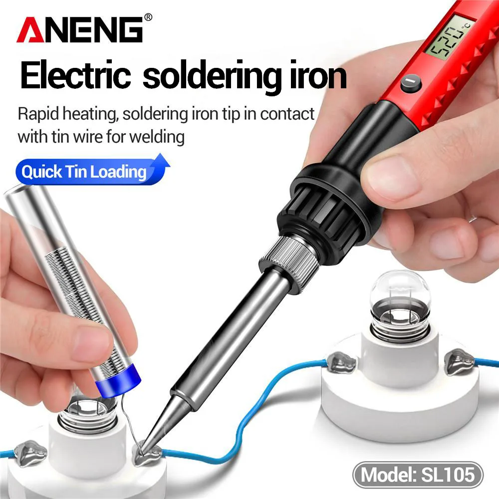 ANENG SL105 Adjustable Temperature Electric Soldering Iron 60W 220V with LCD Digital Display for Welding 180℃-520℃ / 248℉-968℉
