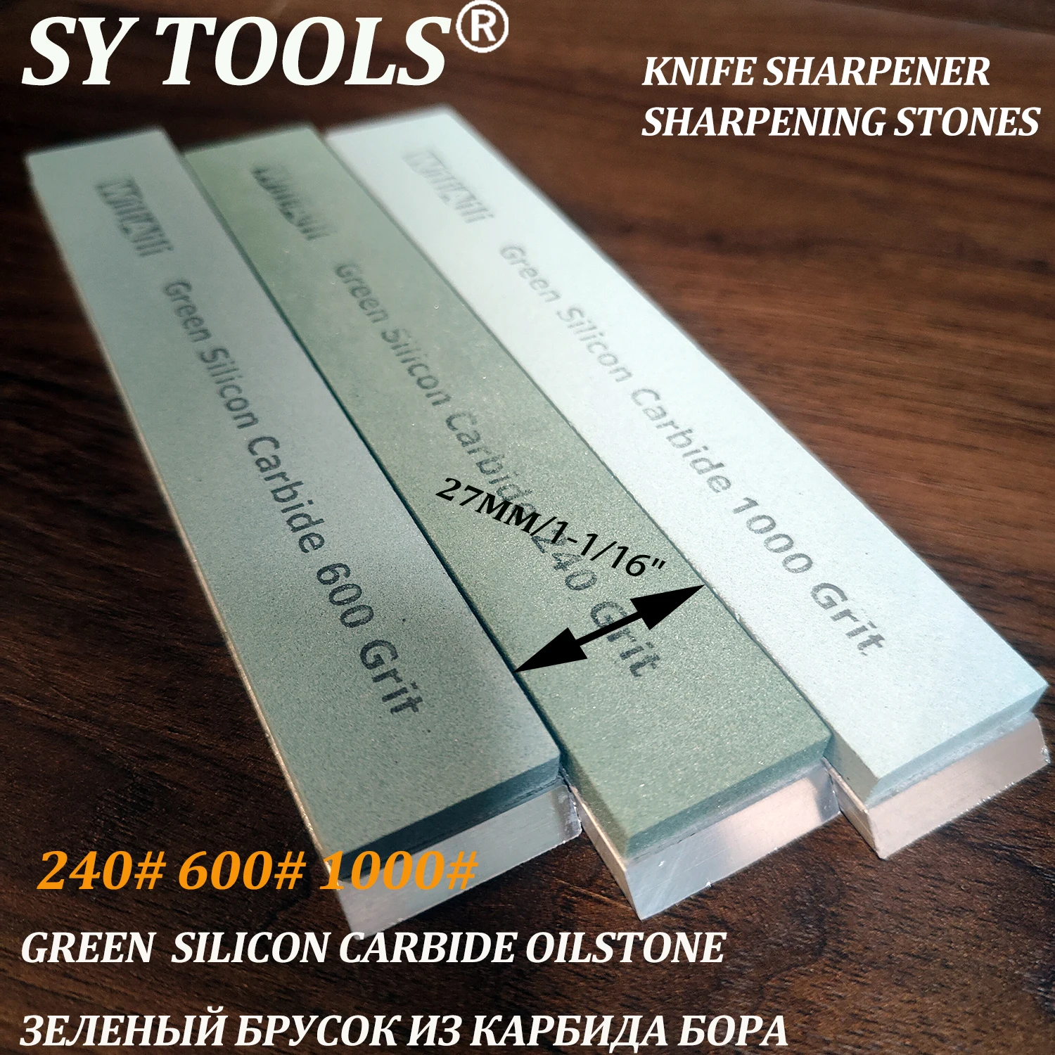 Sytools Green Silicon Caibide Zestaw kamieni do ostrzenia noży 240 #   600 #   1000 #   Półfabrykaty ze stopu aluminium Kamień szlifierski — zdjęcie 6