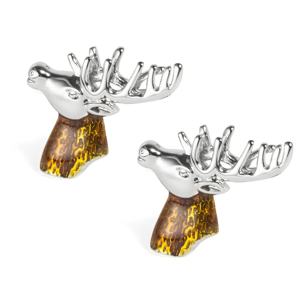 Fun Christmas Elk Head Cufflinks Pin Christmas Series Cuff Studs Merry Xmas Cuff Button Decoration of Suit Shirt