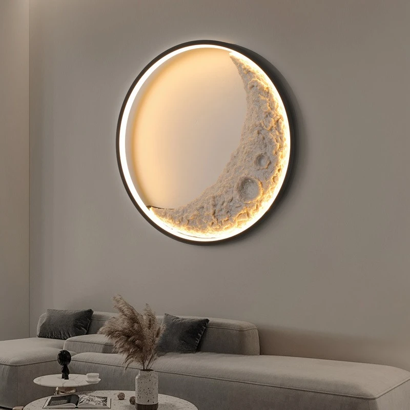 LED Moon Wall Light, Simple Modern Decorative Lighting Fixtures for Background Wall Living Room Bedhead Entrance Staircase