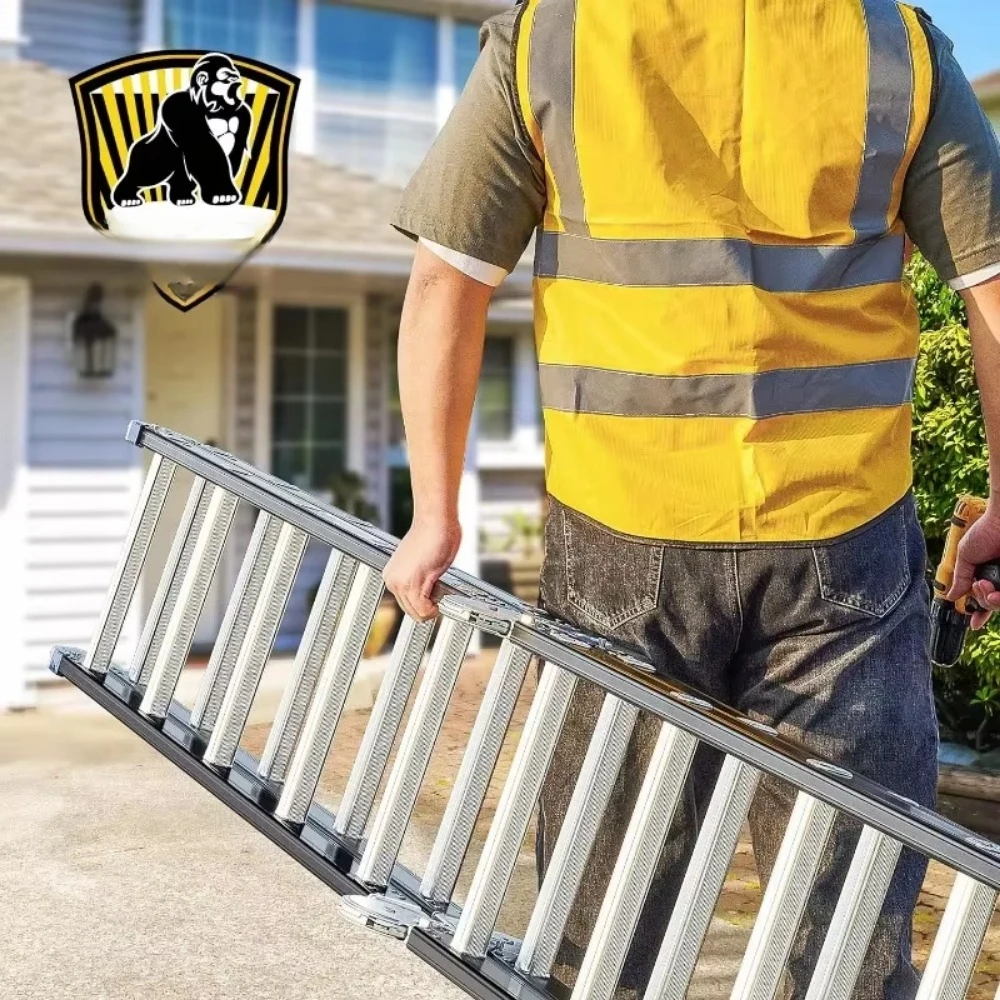 Folding Step Ladder, 19.6ft, 7 in 1 Multi-Purpose Folding Adjustable Telescoping Aluminium Extension Ladders, 330lbs