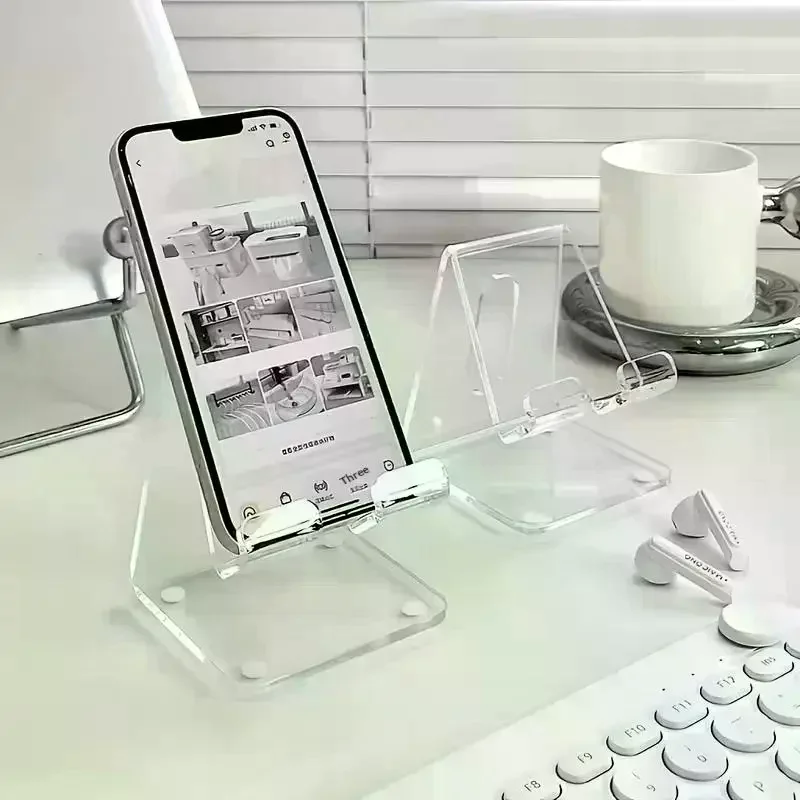

Clear Acrylic Mobile Phone Bracket Transparent Minimalist Phone Holder Desktop Bracket Lazy Tablet Stand