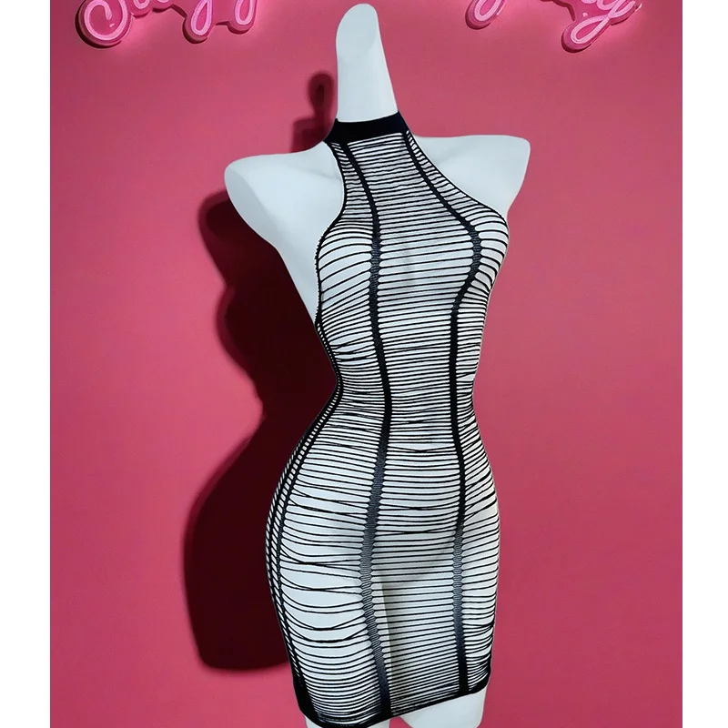 1PC Lingerie sexy da donna Copricostume sexy a rete per San Valentino senza bikini Scava fuori il vestito aderente Vedi DS711