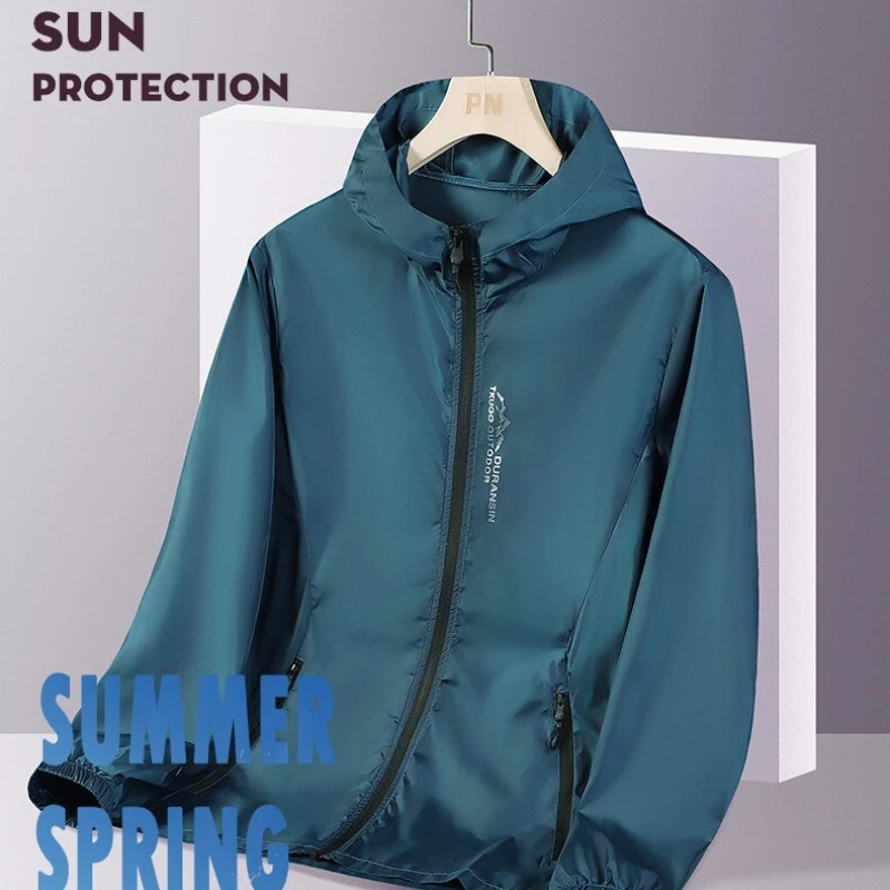UPF50+ Summer Outdoor Quick Dry Sun-Protective Thin Jacket Men Hiking Fishing Cycling Hooded Gym Sport Windbreaker Ultra Light