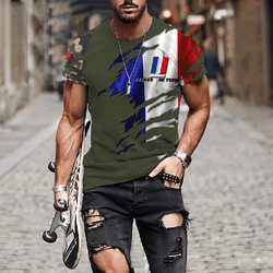 France Sports Camouflage T-Shirt 3D Special Forces Short-sleeved Tactical Tops homme France National Flag Graphic Male Camisetas